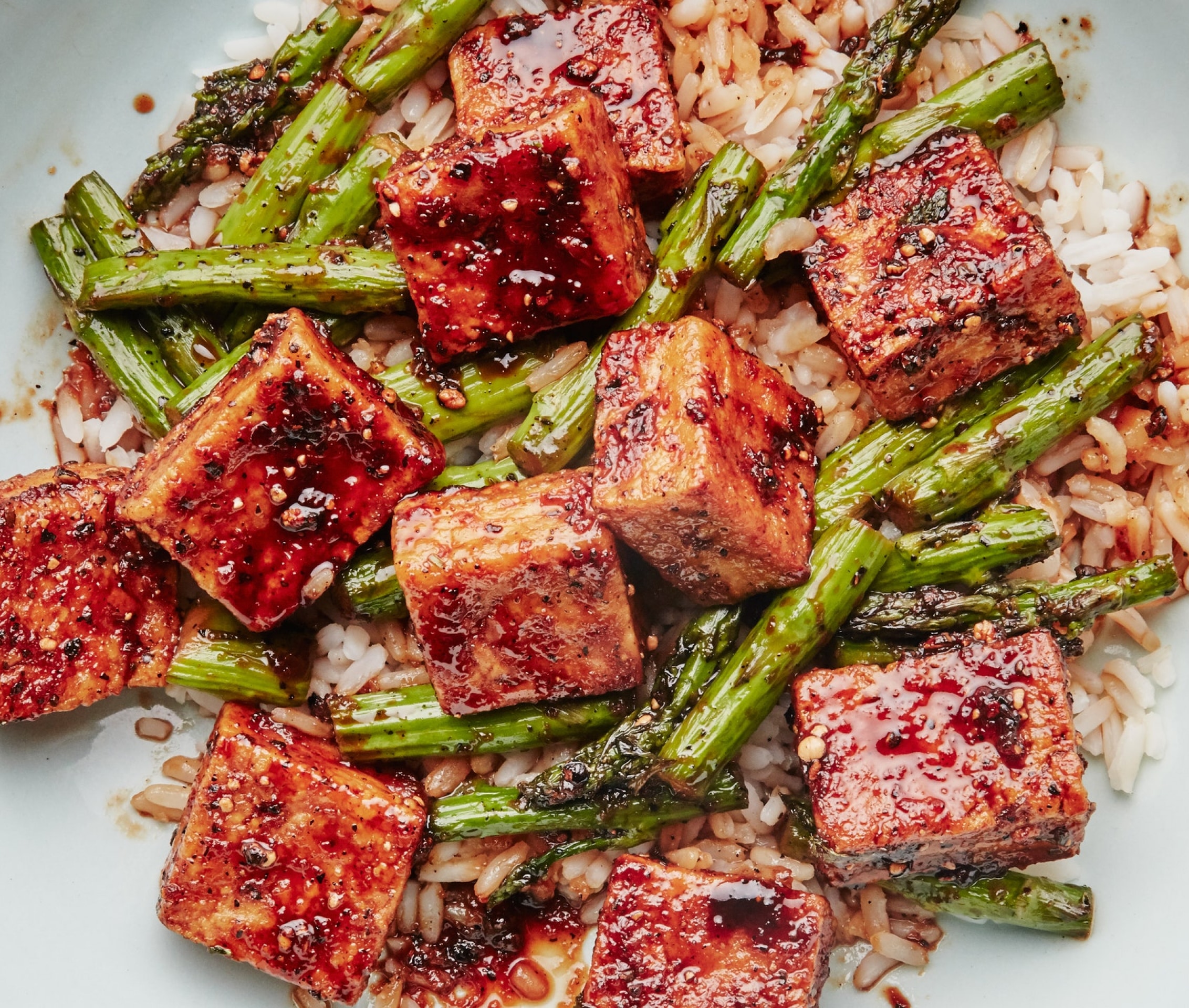 Image of Black Pepper Tofu and Asparagus